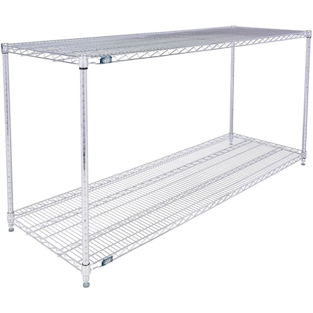 Nexel 2 Shelf, Chrome Wire Shelving Unit, Starter, 72inW x 21inD x 34inH B3124414